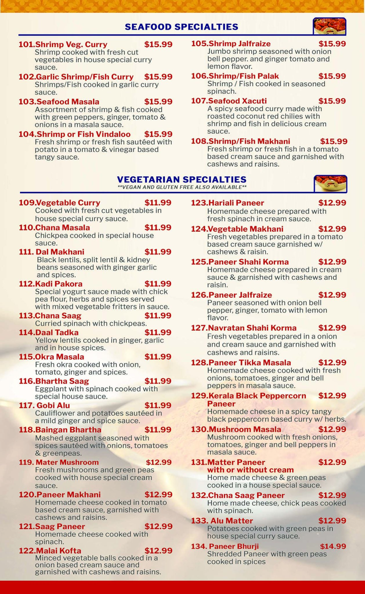 Indian Food Near Me Menu